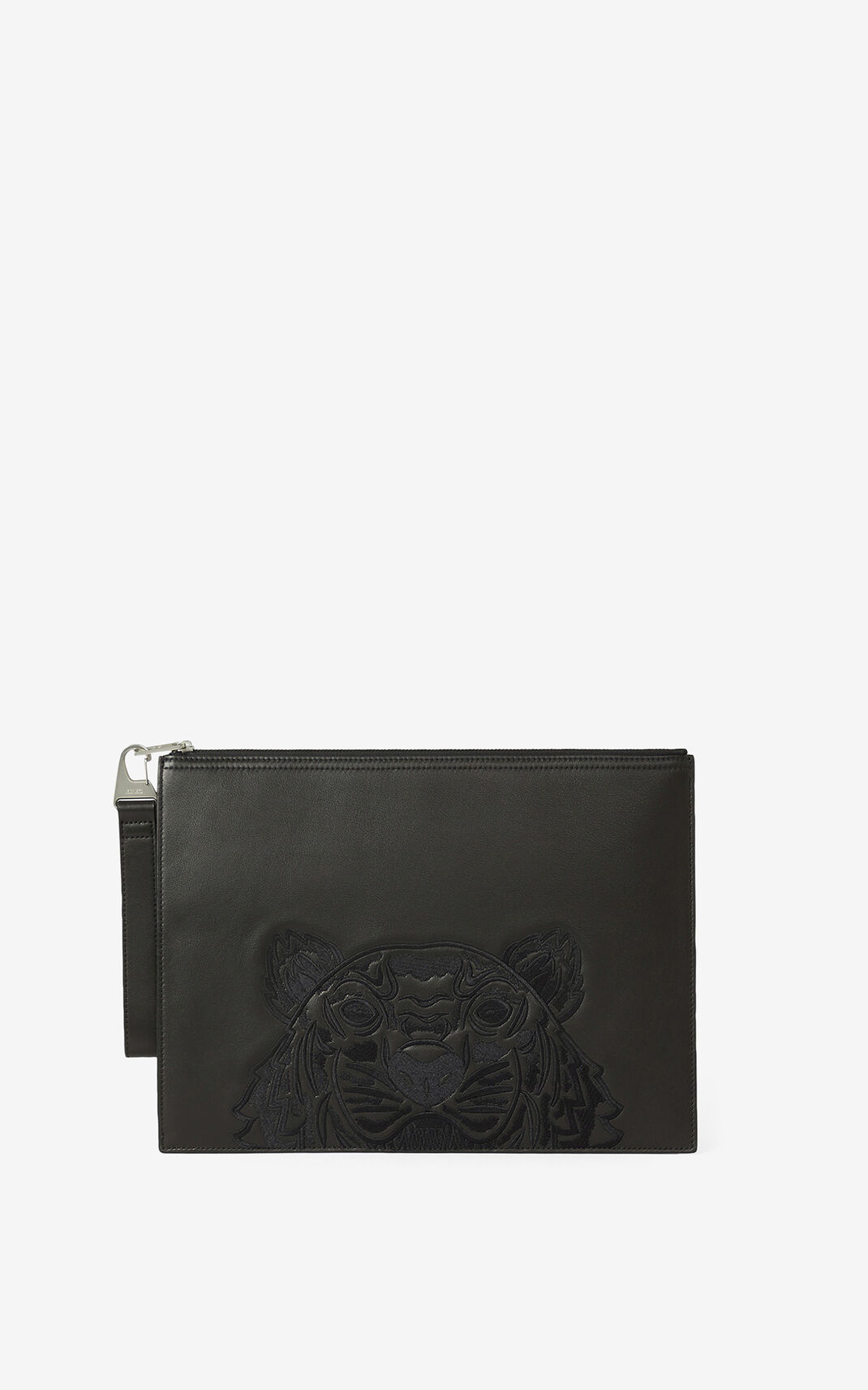 Kenzo Kampus Tiger large grained Læder Clutch Herre - Sort DK-782276